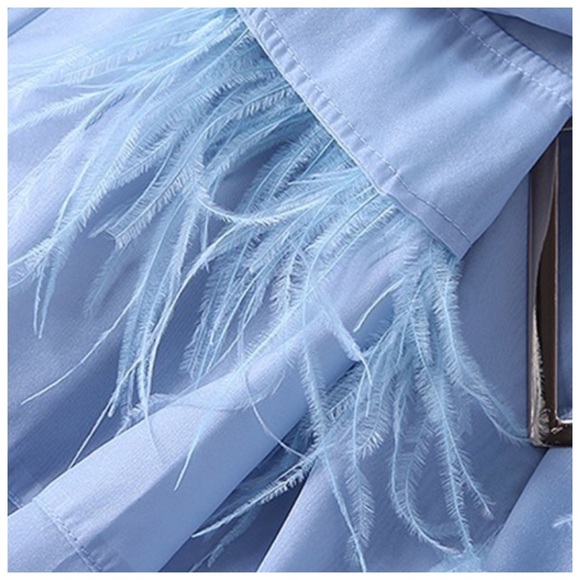 ❤️ The Tiffy Blue Sheer Feather Duster Jacket - Picture 6 of 7